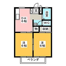 ユーロハイツK2 2DKの間取図画像