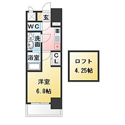 S-RESIDENCE植田asolea(アソレア) 1Kの間取図画像