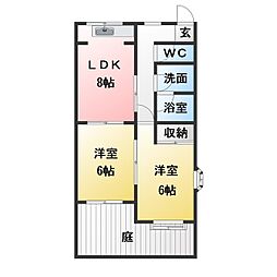 メゾン菊名 2LDKの間取図画像