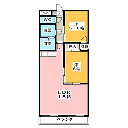 サンハイツ池場 2LDKの間取図画像