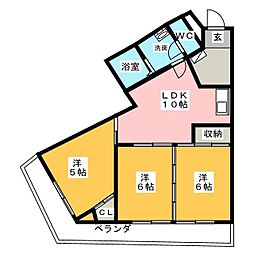 サンヒルズ松和花壇 3LDKの間取図画像