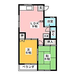 シャルム2 2LDKの間取図画像