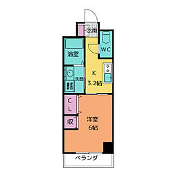 エグゼ原 1Kの間取図画像