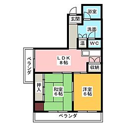 村瀬商事ビル 2LDKの間取図画像