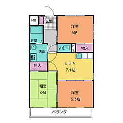 ラ・カーザ小島 3DKの間取図画像