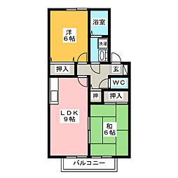 カーディナルヒル 2LDKの間取図画像