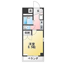 ラポール林2 1Kの間取図画像