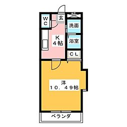 ラフォーレツチハラ 1Kの間取図画像