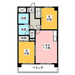 ミラベル元植田 2LDKの間取図画像