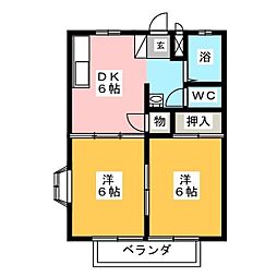 ユーロハイツK1 2DKの間取図画像