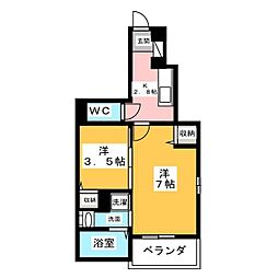 ジャルダン南 1SKの間取図画像