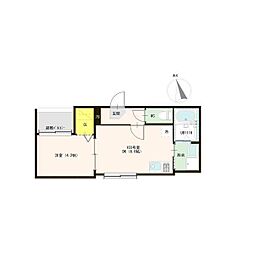 仮称)植田西三丁目 1DKの間取図画像