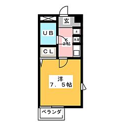 ラメール植田 1Kの間取図画像