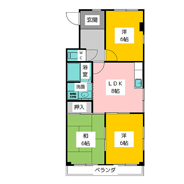 コーポナカムラ ｜愛知県一宮市南小渕字屋敷(賃貸マンション3LDK・2階・54.54㎡)の写真 その2