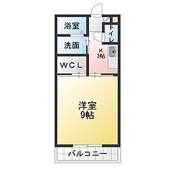 グリーンローズ 1Kの間取図画像