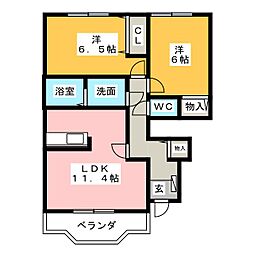 サンクス　ア　ロット 1階2LDKの間取り