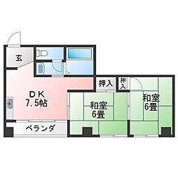 マンションブレーン 2DKの間取図画像