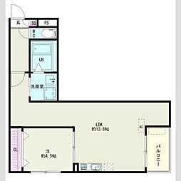 Jack kaimeiII 1階1LDKの間取り