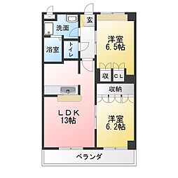 グランシャリオ1 2LDKの間取図画像