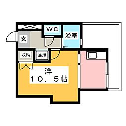 レジデンス川上 1Kの間取図画像