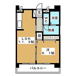 栄サンアイ 1LDKの間取図画像