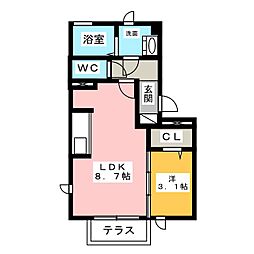 アンスリウム 1LDKの間取図画像