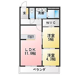 仮)東五城マンション 2LDKの間取図画像