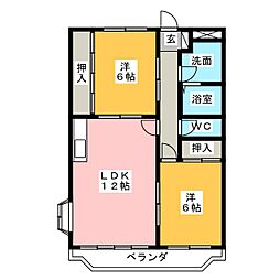 グランドール華 2LDKの間取図画像
