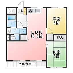 野黒住宅 2LDKの間取図画像