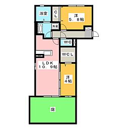 アズール 2LDKの間取図画像
