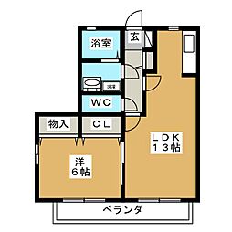 サクラヴィアーレ大浜H棟 1LDKの間取図画像