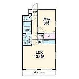 プランドール 1LDKの間取図画像