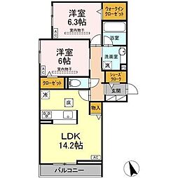 セイグレイス 2LDKの間取図画像