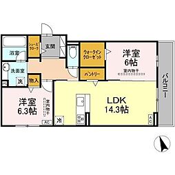 セイグレイス 2LDKの間取図画像