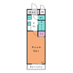 Ａ・Ｃｉｔｙ岡崎朝日町 4階1Kの間取り
