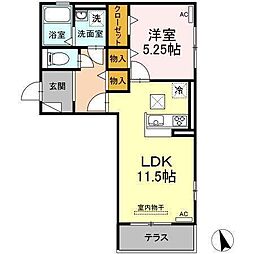 カーサＴＥＮ 1階1LDKの間取り