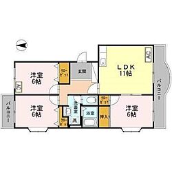 葵マンション 3LDKの間取図画像