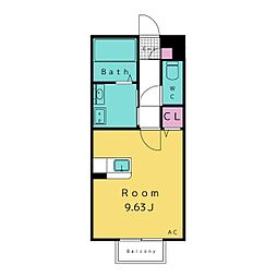 サンライズ大平 ワンルームの間取図画像