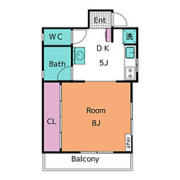 ゆたかビル 1DKの間取図画像