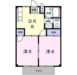 コーポA.I 2DKの間取図画像