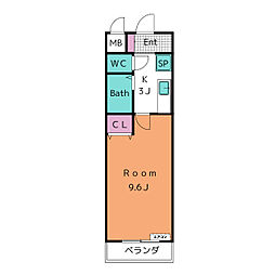 A・City岡崎朝日町 1Kの間取図画像