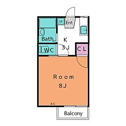 ハミング沖野々A 1Kの間取図画像