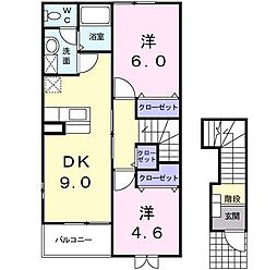 クレストールB 2DKの間取図画像