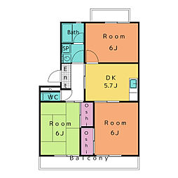 エスペランサ大友 3DKの間取図画像