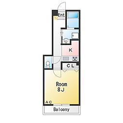 アンプルールリーブル彩美 1Kの間取図画像