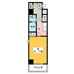 カーサビアンカ東岡崎 1Kの間取図画像