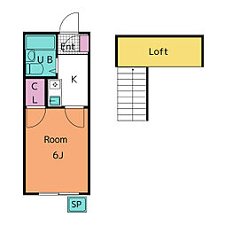 コーポ内田 1Kの間取図画像