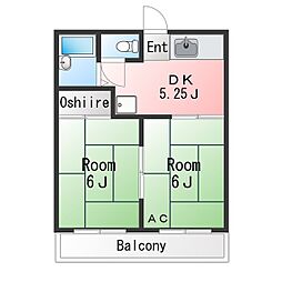 DAYドリームハイツA 2DKの間取図画像
