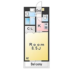 アベニューKSB 1Kの間取図画像