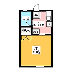 グリーンパーク広小路 1階1Kの間取り